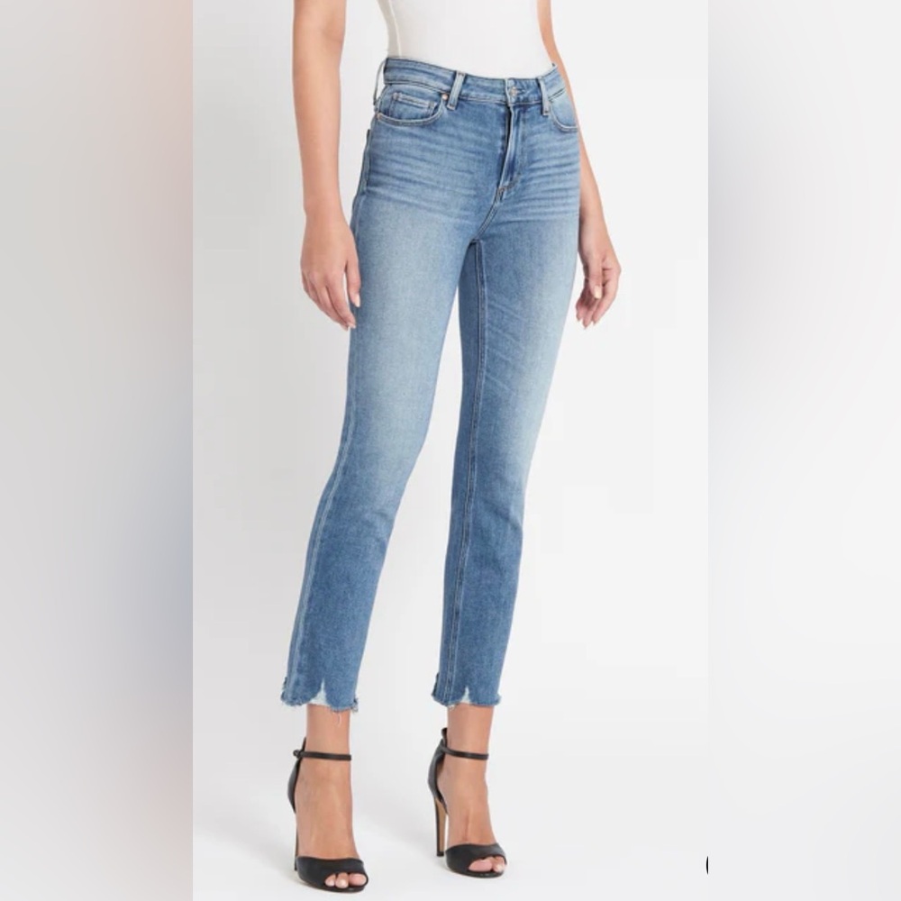 PAIGE Cindy Jeans in Mel Destroyed Fit Blue Straight Leg - Picture 2 of 14